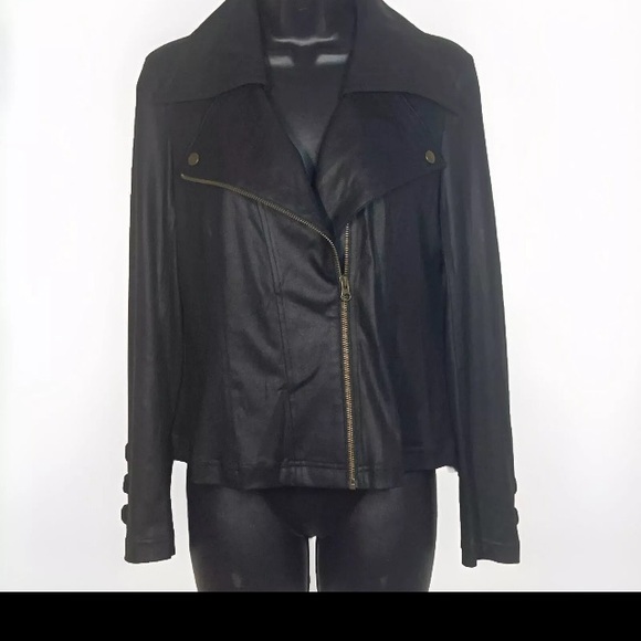 Clara Sun Woo S Moto Jacket Liquid Leather faux leatherPolyester Stretch Black - Picture 11 of 11